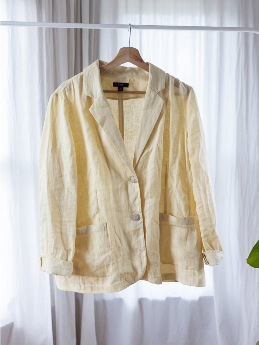 J. Crew Pale Yellow Linen Blazer